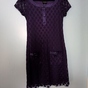 Enfocus Studio Dark Purple Polka Dot Mini Dress